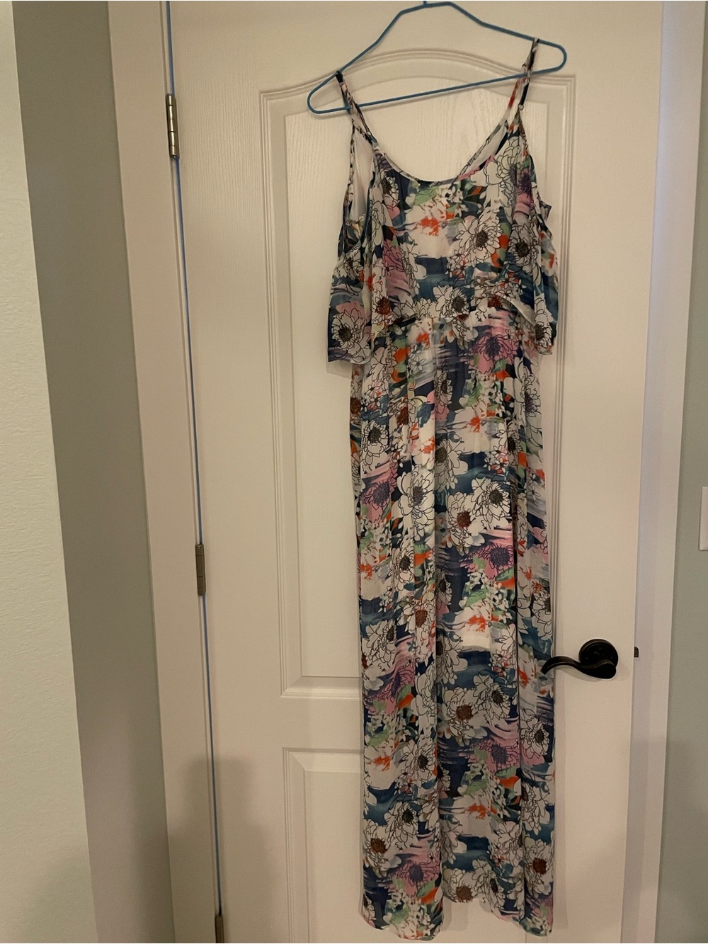 Eliza J Floral Maxi Dress in White, Blue, Pink, Green